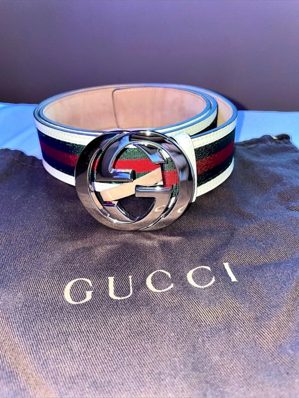 Gucci Interlocking G Web Stripe Belt Green & Red